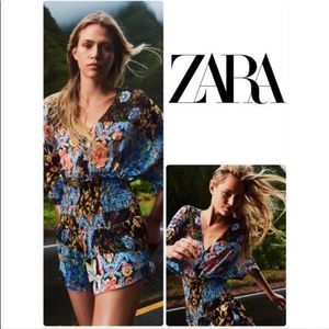 Zara Multicolored Patchwork Floral Printed Romper/Jumpsuit Size Medium New